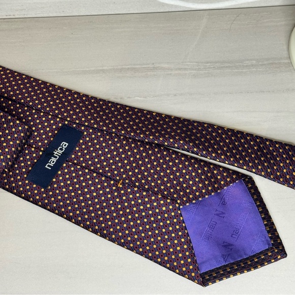 Nautica Purple and Yellow Tie with Micro-Dot Pattern - Picture 2 of 2